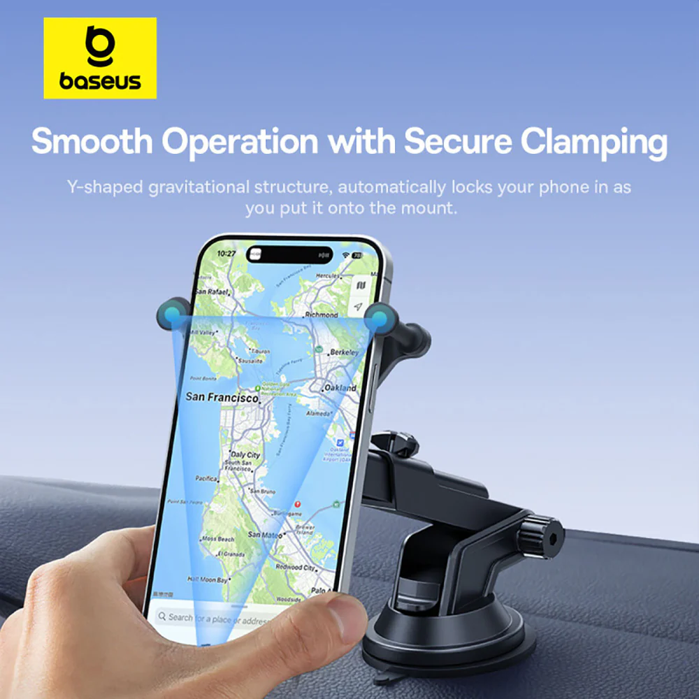 Baseus Stable Pro Gravitational Wireless Charging Car Mount 15W Suction Cup Version - Starry Black - Image 3