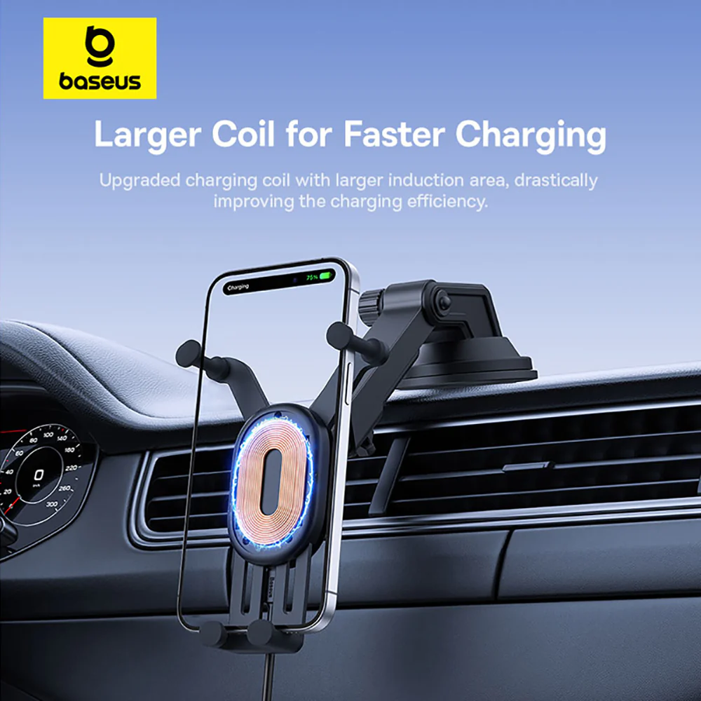 Baseus Stable Pro Gravitational Wireless Charging Car Mount 15W Suction Cup Version - Starry Black - Image 5