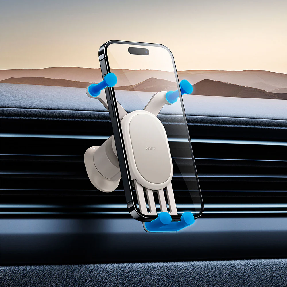 Baseus Stable Series Gravitational Car Mount Air Vent Version - Beige - Image 2