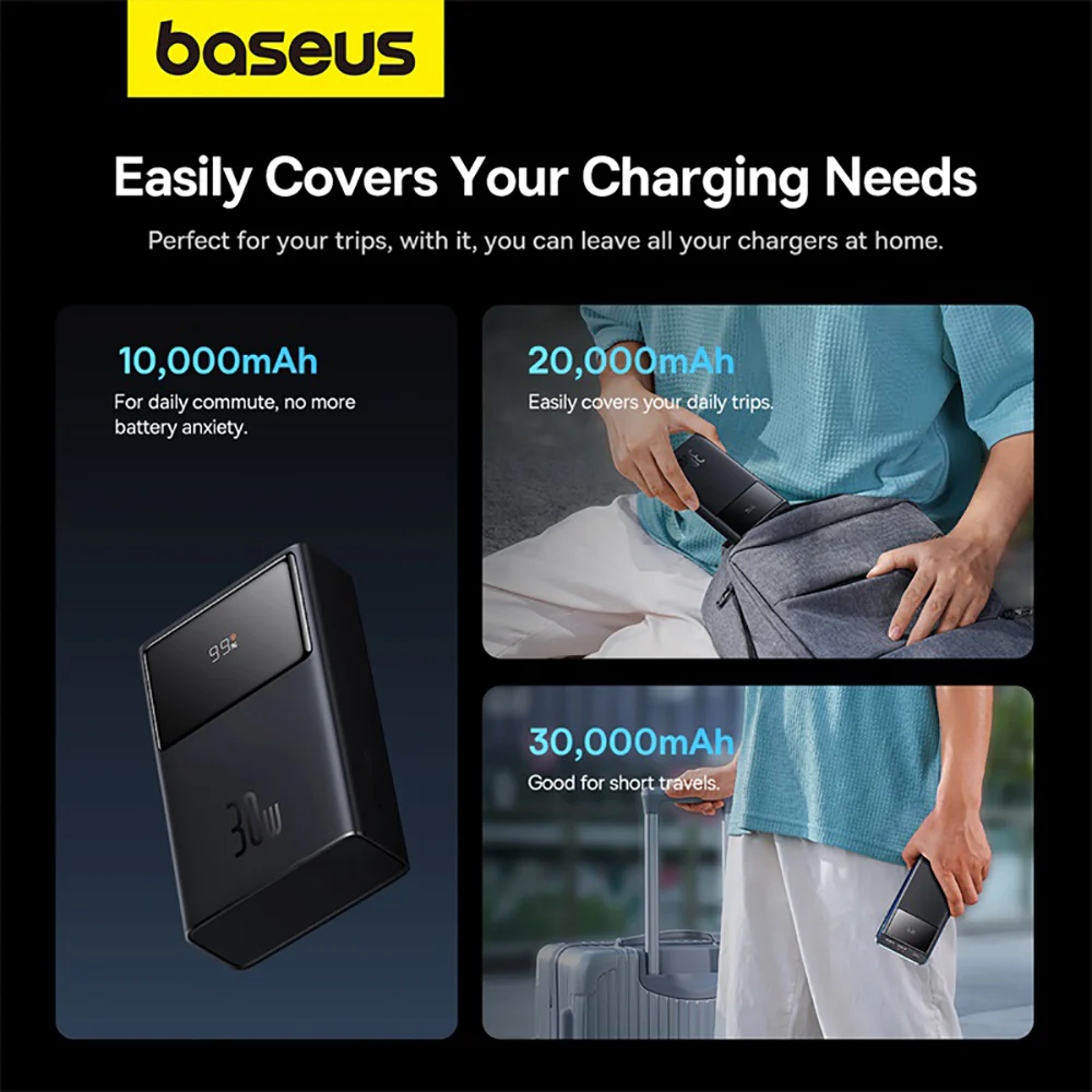 Baseus Star-Lord Digital Display Fast Charge Power Bank 10000mAh 30W - Black - Image 3