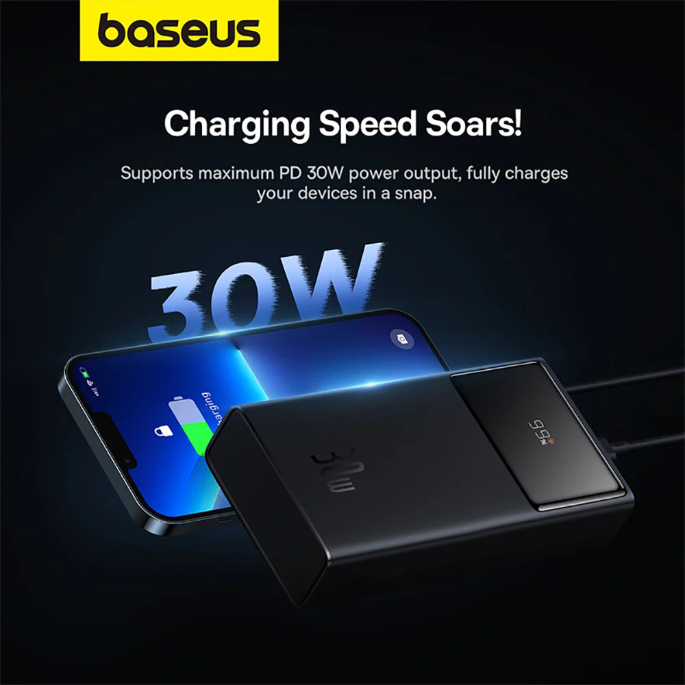 Baseus Star-Lord Digital Display Fast Charge Power Bank 10000mAh 30W - Black - Image 5