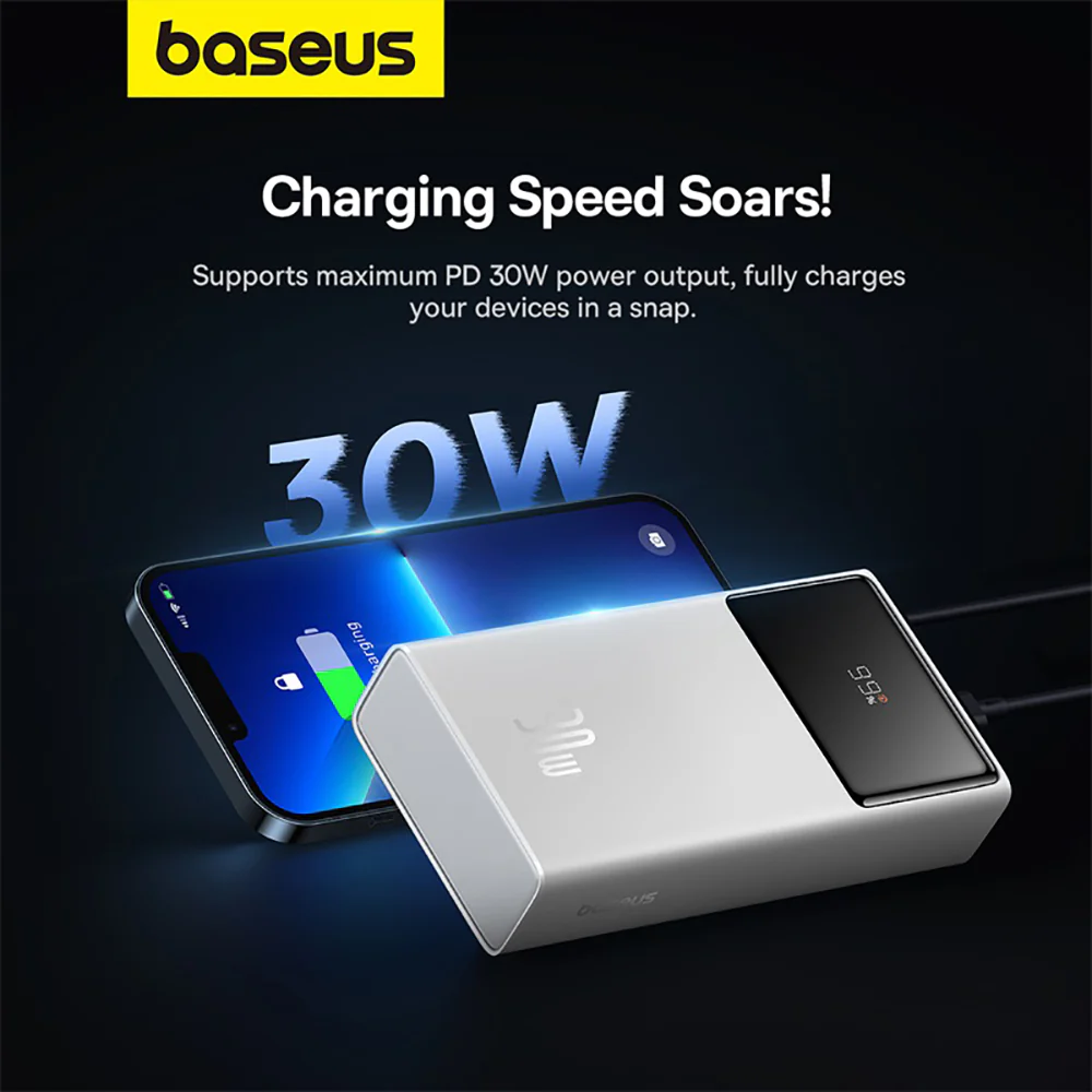 Baseus Star-Lord Digital Display Fast Charge Power Bank 10000mAh 30W - Moon White - Image 5