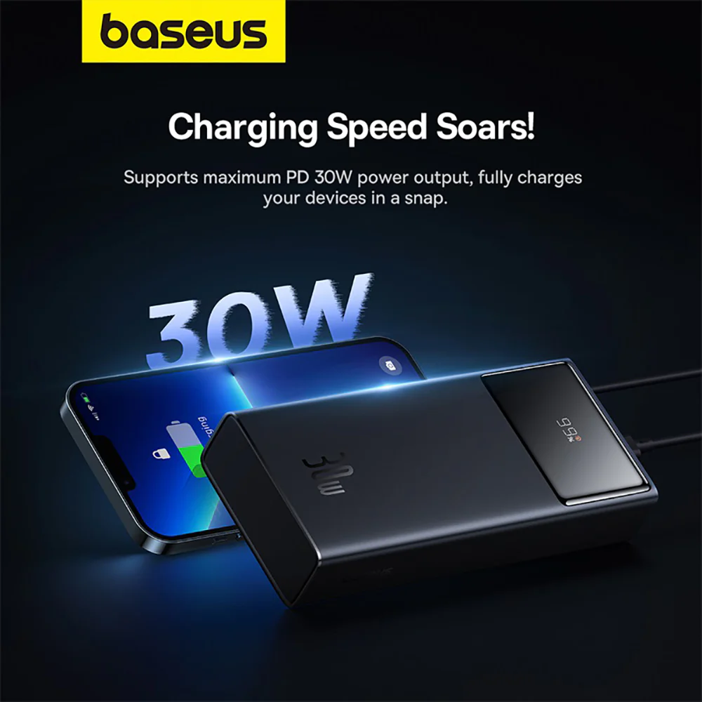 Baseus Star-Lord Digital Display Fast Charge Power Bank 20000mAh 30W - Black - Image 5