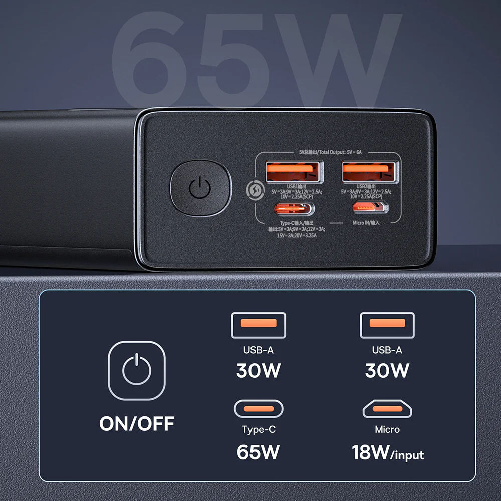 Baseus Star Lord Digital Display Fast Charging Power Bank 30000mAh 65W - Black - Image 4