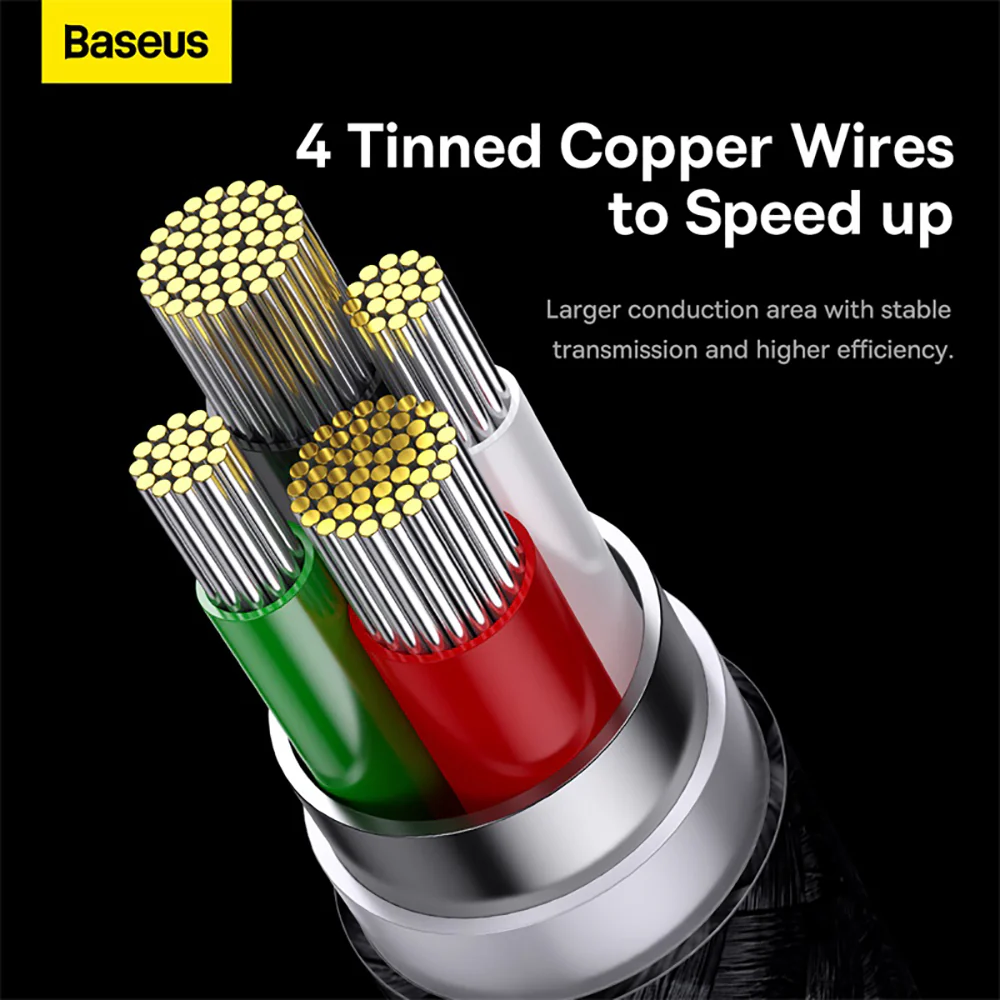 Baseus StarSpeed Series 3-in-1 Fast Charging Cable USB to M+L+C 3.5A 1.2m Black - Image 4