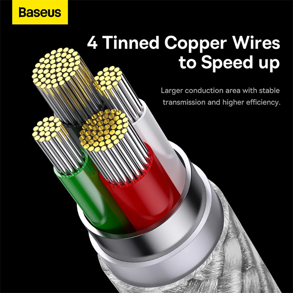 Baseus StarSpeed Series 3-in-1 Fast Charging Data Cable USB to M+L+C 3.5A 1.2m White - Image 4