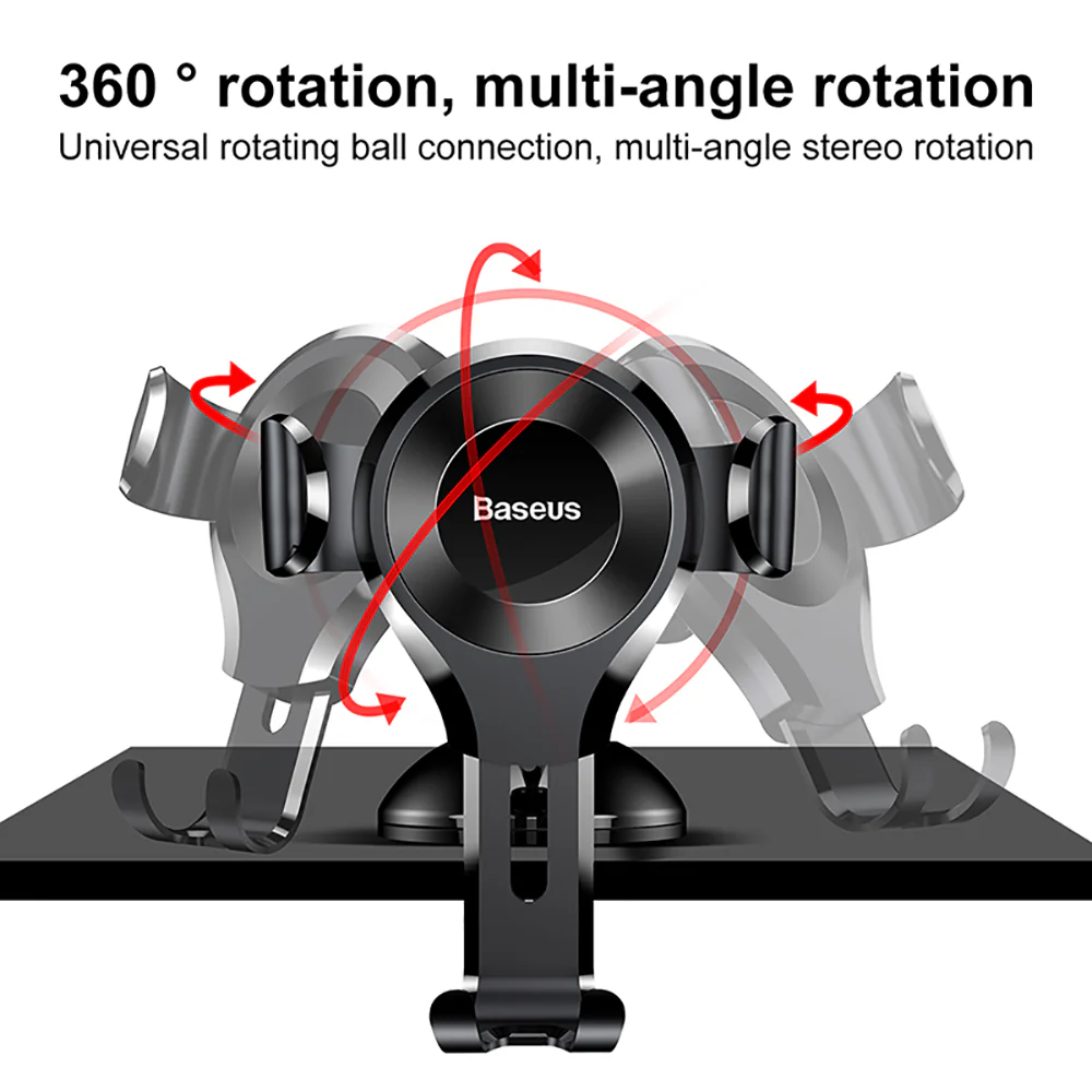 Baseus Suction Cup Gravity Car Mount - Black - Image 4