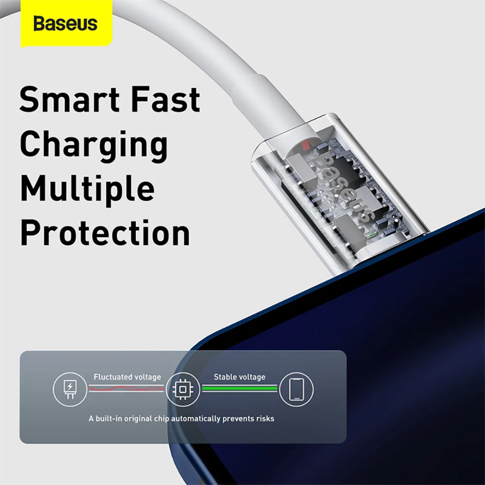 Baseus Superior Series Fast Charging Cable Type-C to iP PD 20W 2m White - Image 3