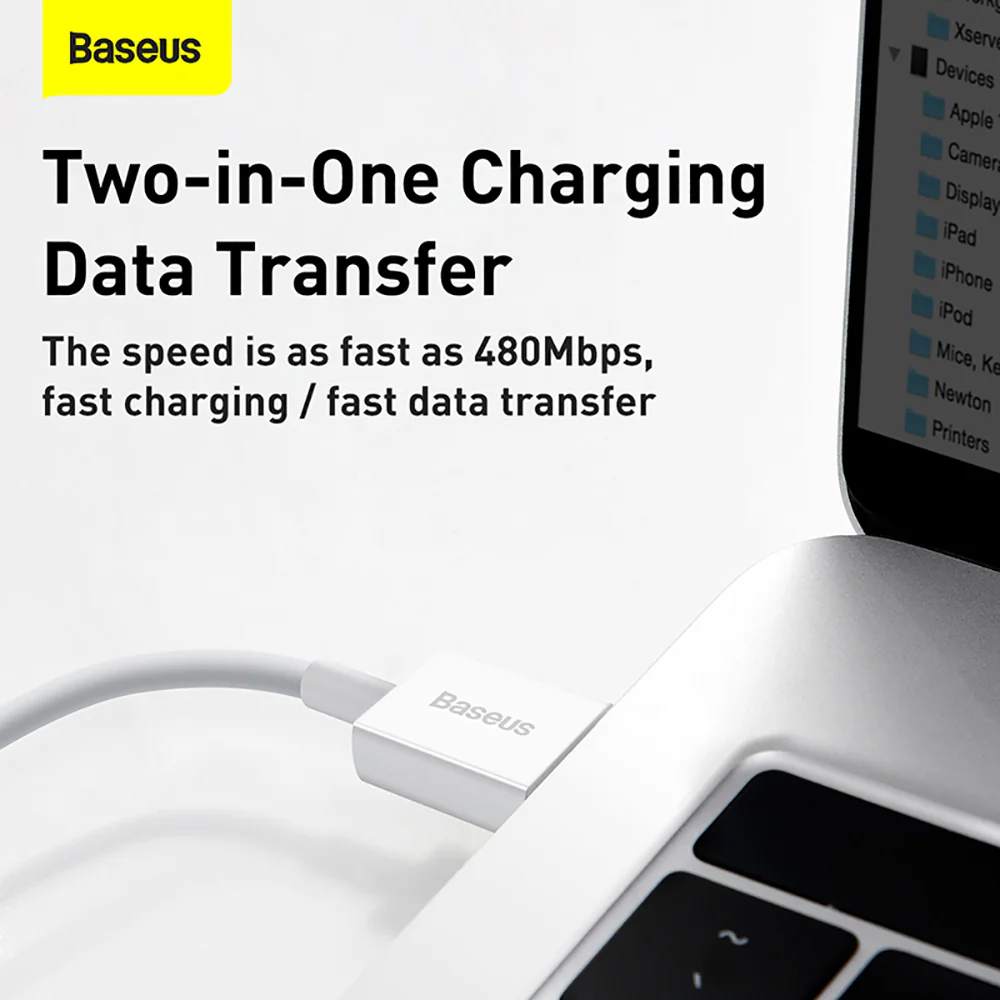 Baseus Superior Series Fast Charging Cable USB to Type-C 66W 1m White - Image 4