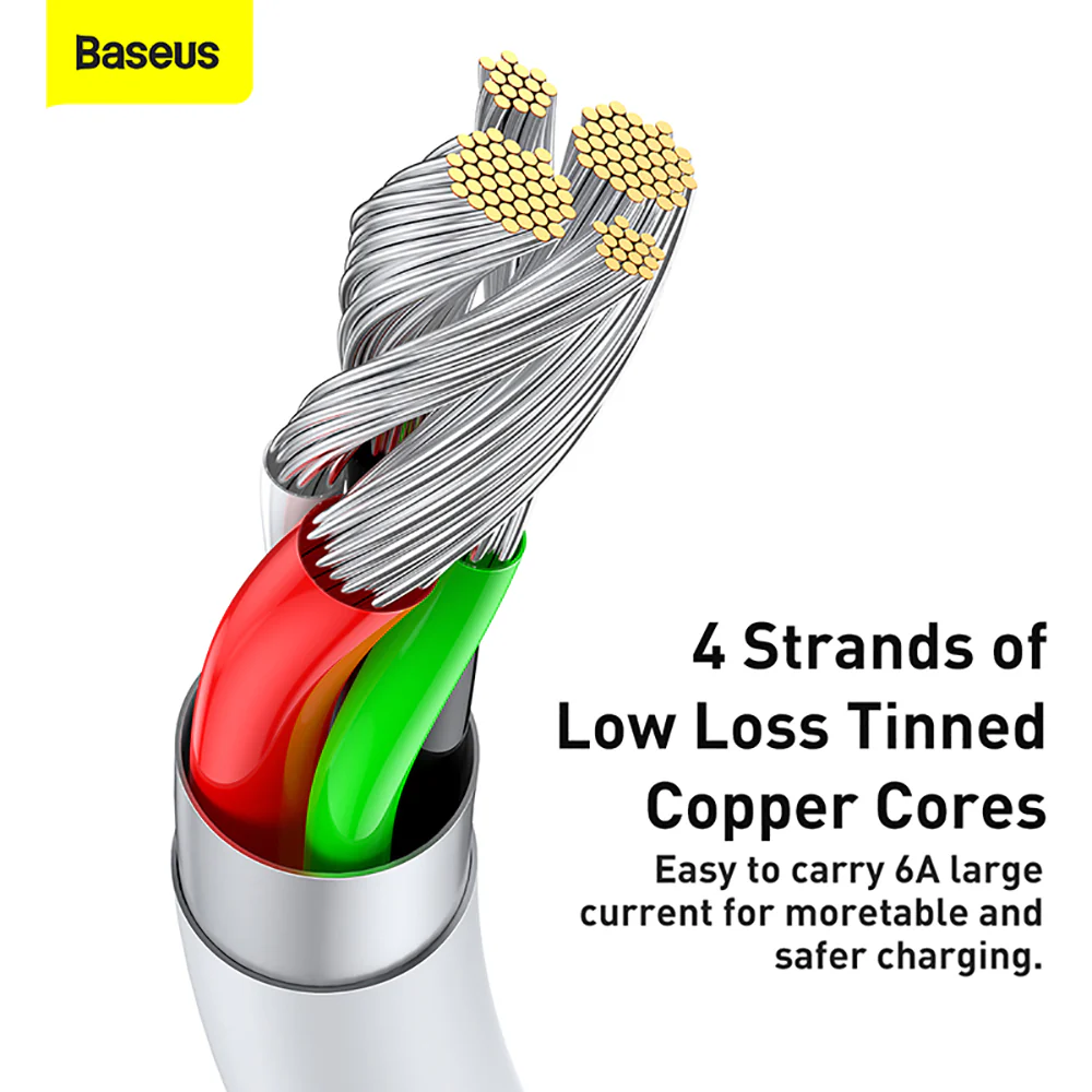 Baseus Superior Series Fast Charging Cable USB to Type-C 66W 2m - White - Image 5