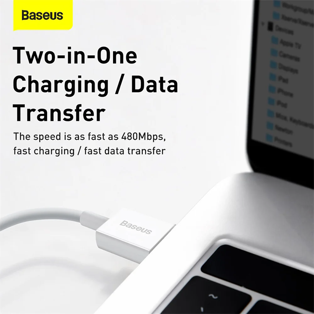 Baseus Superior Series Fast Charging Data Cable USB to iP 2.4A 1.5m - White - Image 3