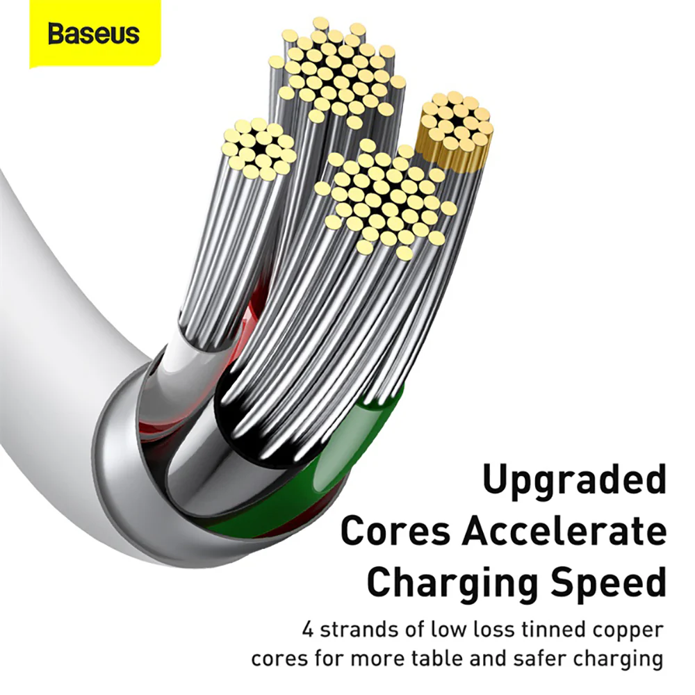 Baseus Superior Series Fast Charging Data Cable USB to iP 2.4A 1m - White - Image 2