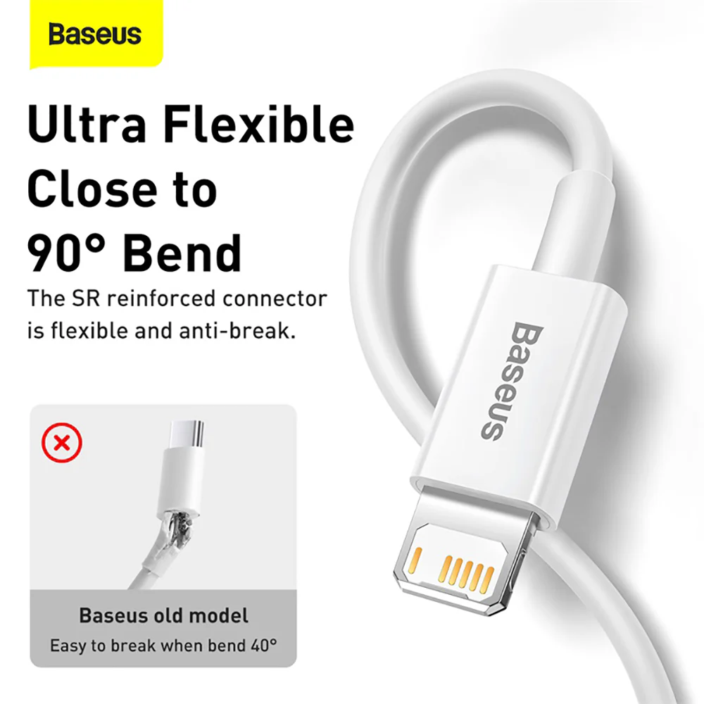 Baseus Superior Series Fast Charging Data Cable USB to iP 2.4A 2m - White - Image 2
