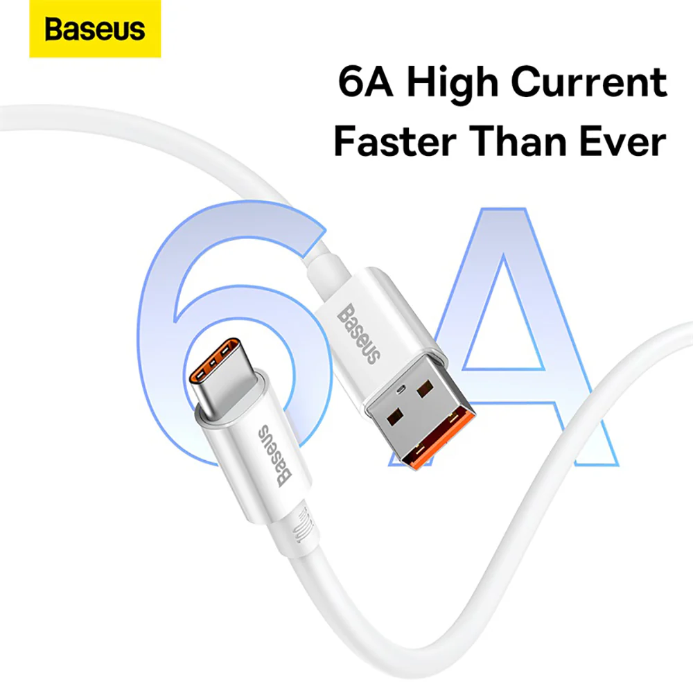 Baseus Superior Series Fast Charging Data Cable USB to Type-C 100W 2m - White - Image 3