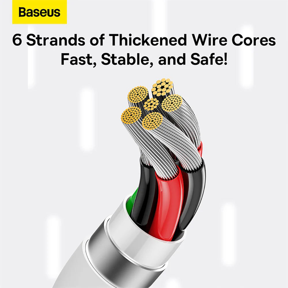 Baseus Superior Series Fast Charging Data Cable USB to Type-C 100W 2m - White - Image 5