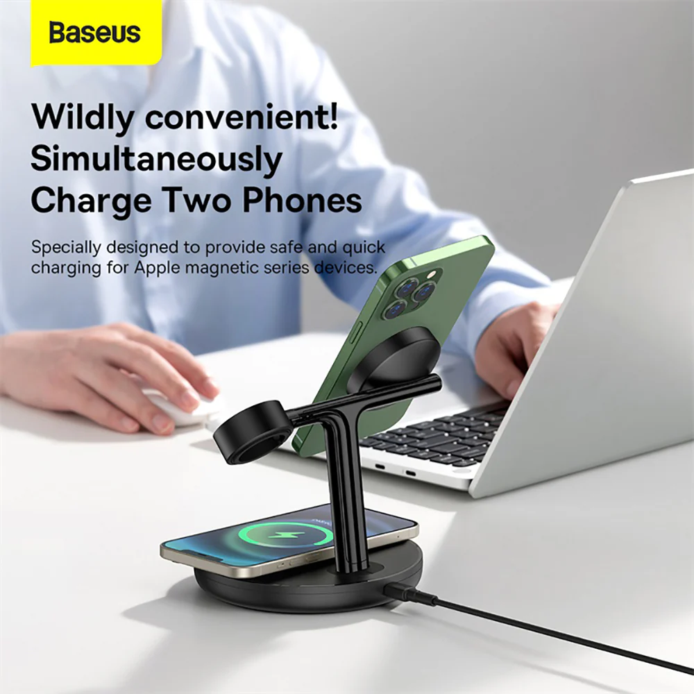 Baseus Swan 3-in-1 Wireless Magnetic Charging Bracket 20W - Black - Image 4