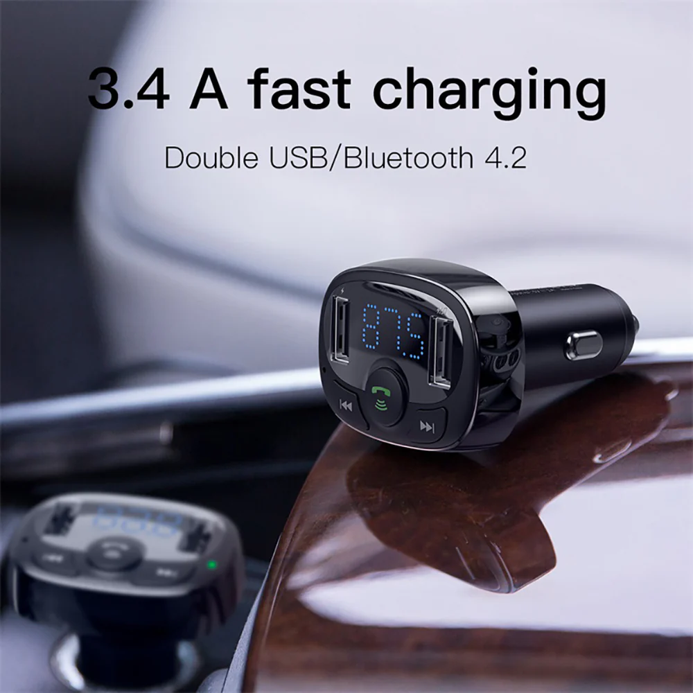 Baseus T Cat S-09A Car Bluetooth MP3 Charger - Standard Black - Image 4