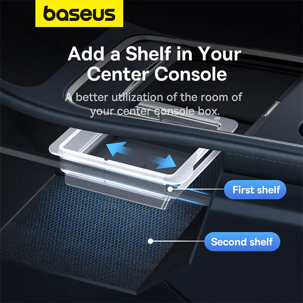 Baseus T-Space Car Armrest Storage Box - Cold Mountain Gray - Image 2