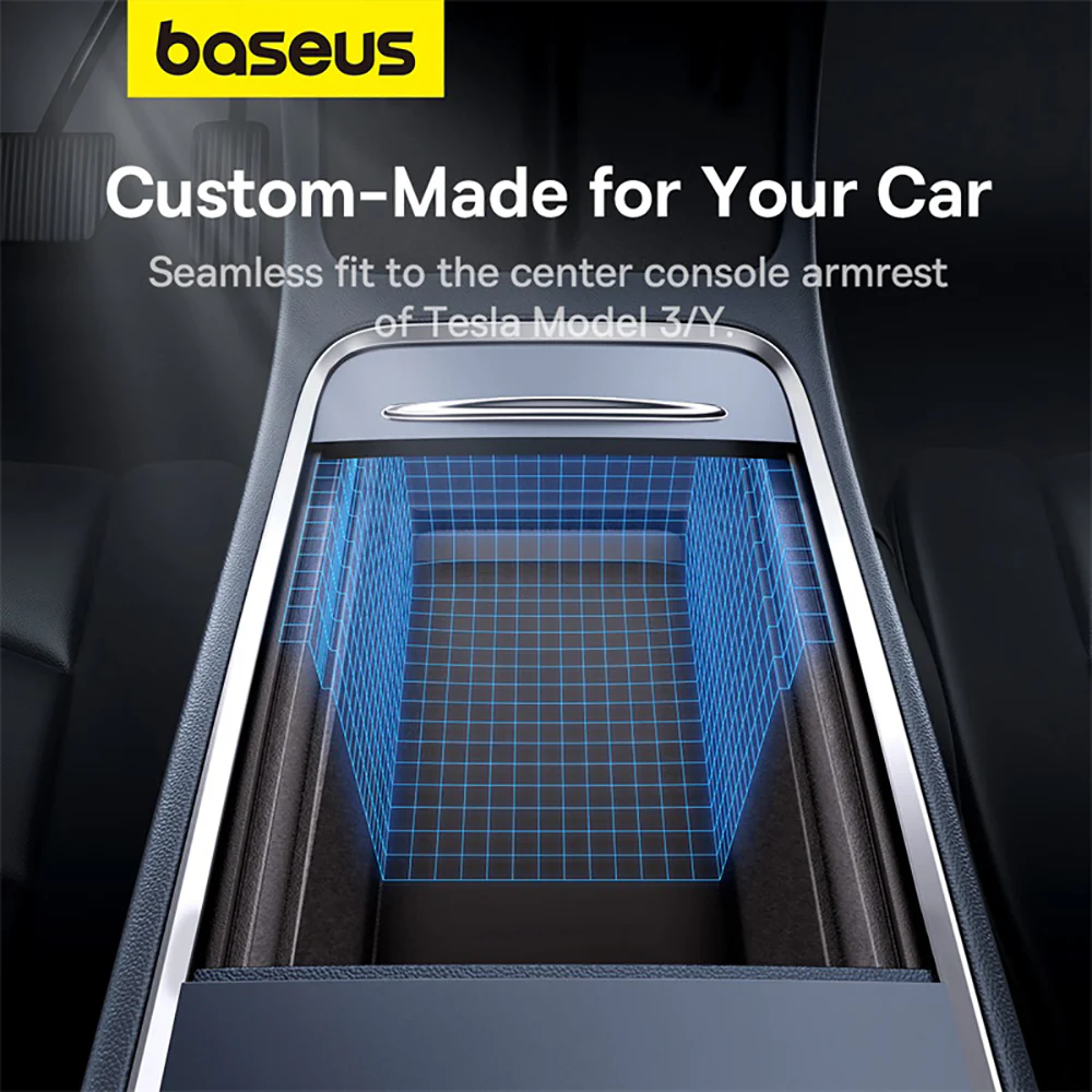 Baseus T-Space Car Armrest Storage Box - Cold Mountain Gray - Image 3