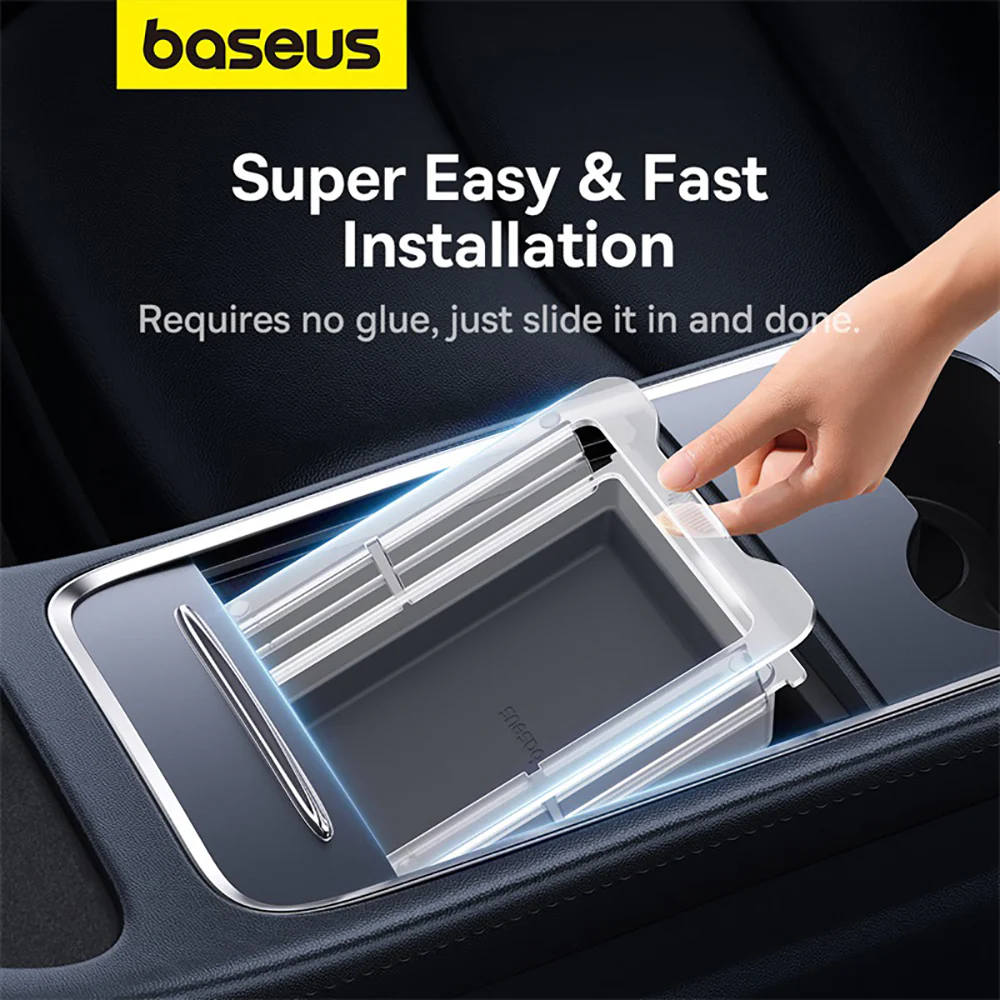 Baseus T-Space Car Armrest Storage Box - Cold Mountain Gray - Image 4