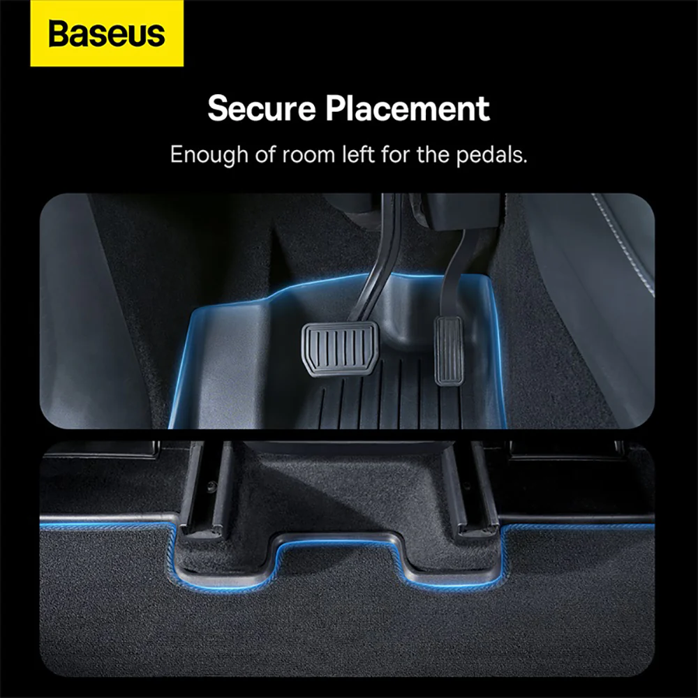Baseus T-Space Car Floor Mats for Tesla Model 3 - 6 Piece Set, Starry Black - Image 4
