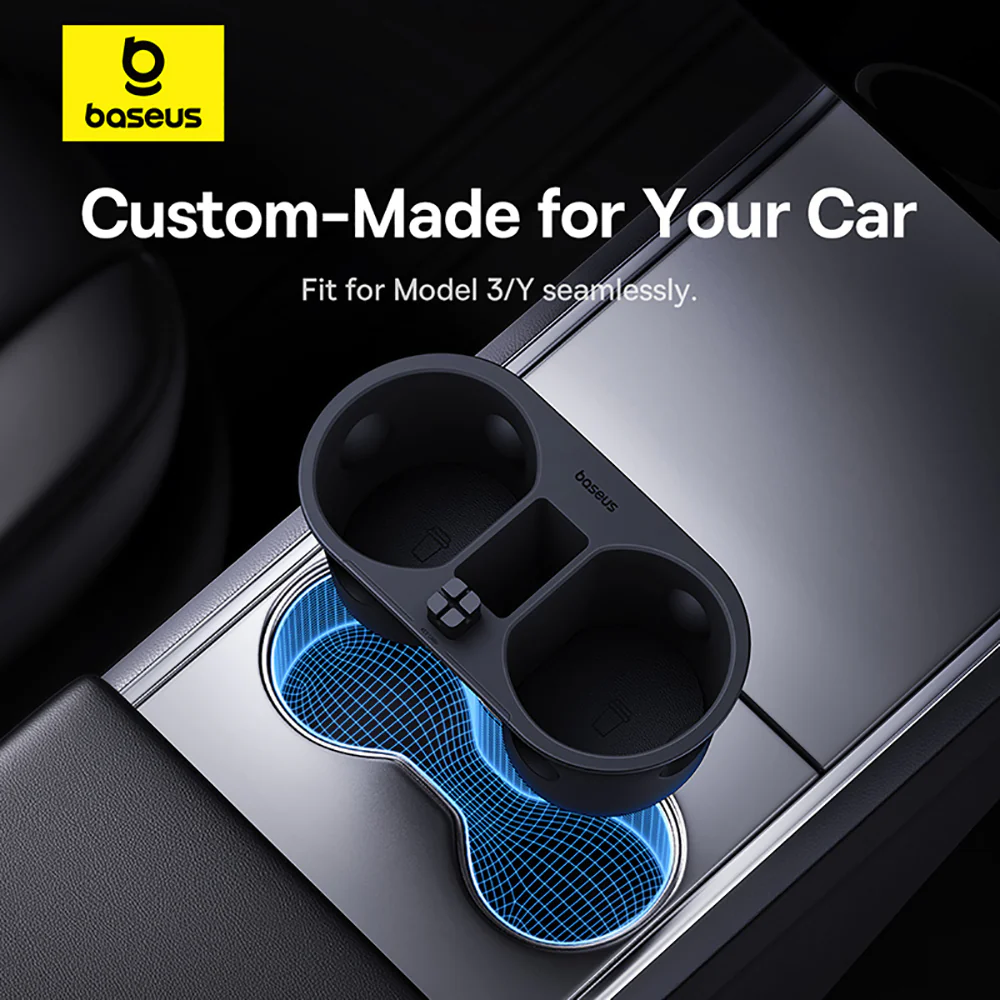 Baseus T-Space Cup Holder for Tesla - Starry Black - Image 2