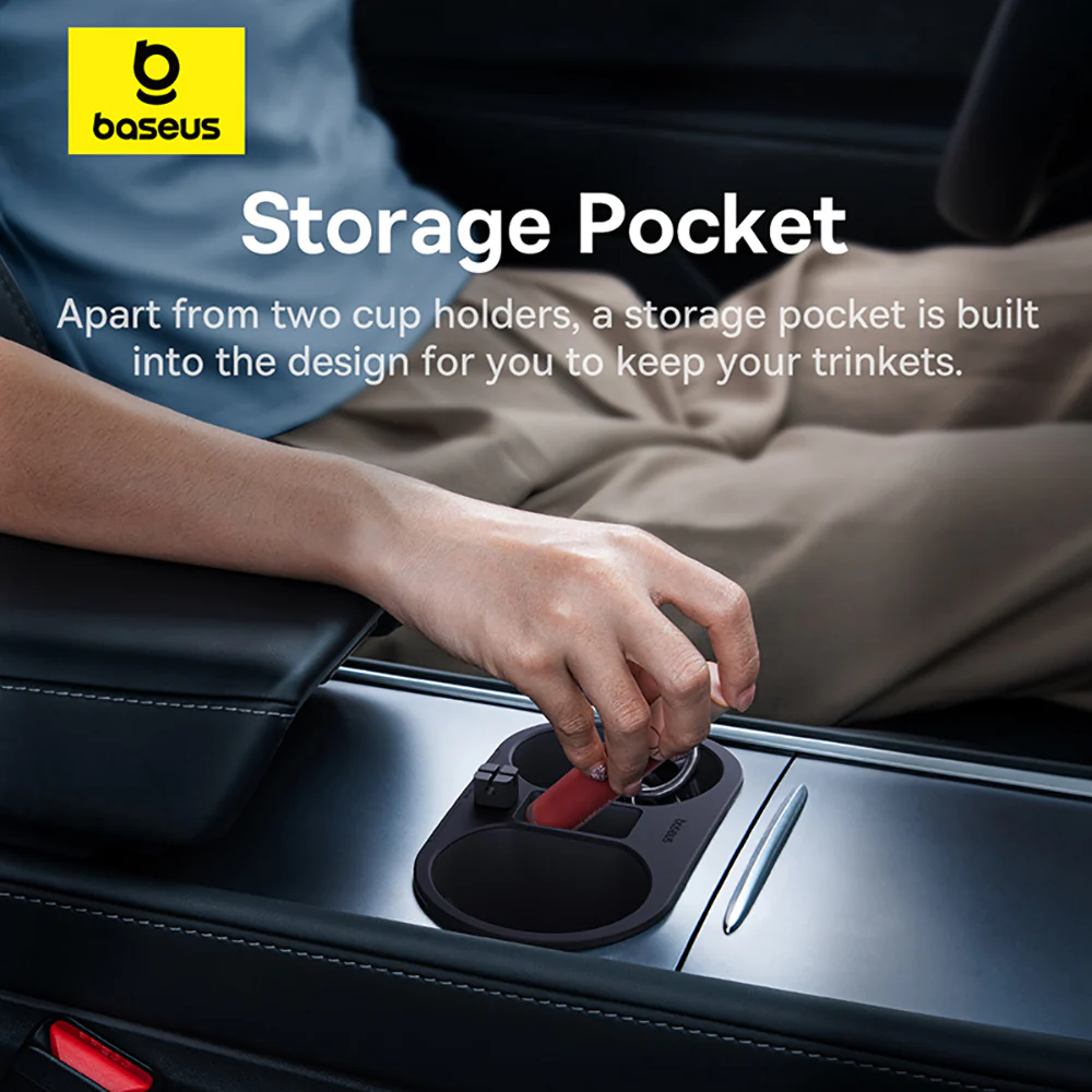Baseus T-Space Cup Holder for Tesla - Starry Black - Image 5