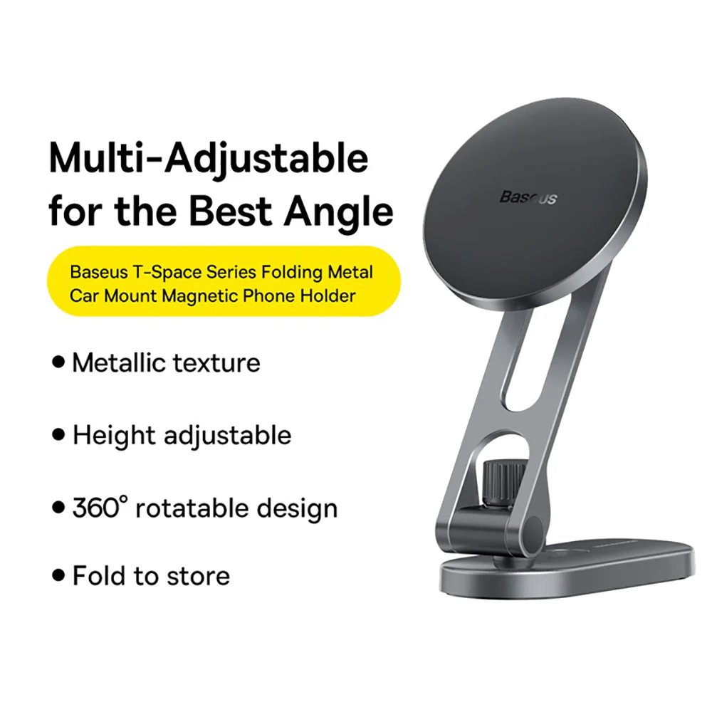 Baseus T Space Metal Folding Car Mount Magnetic Phone Holder - Galactic Silver - Image 2