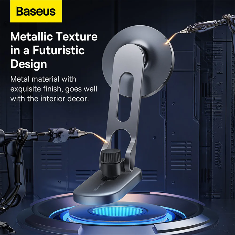 Baseus T Space Metal Folding Car Mount Magnetic Phone Holder - Galactic Silver - Image 3
