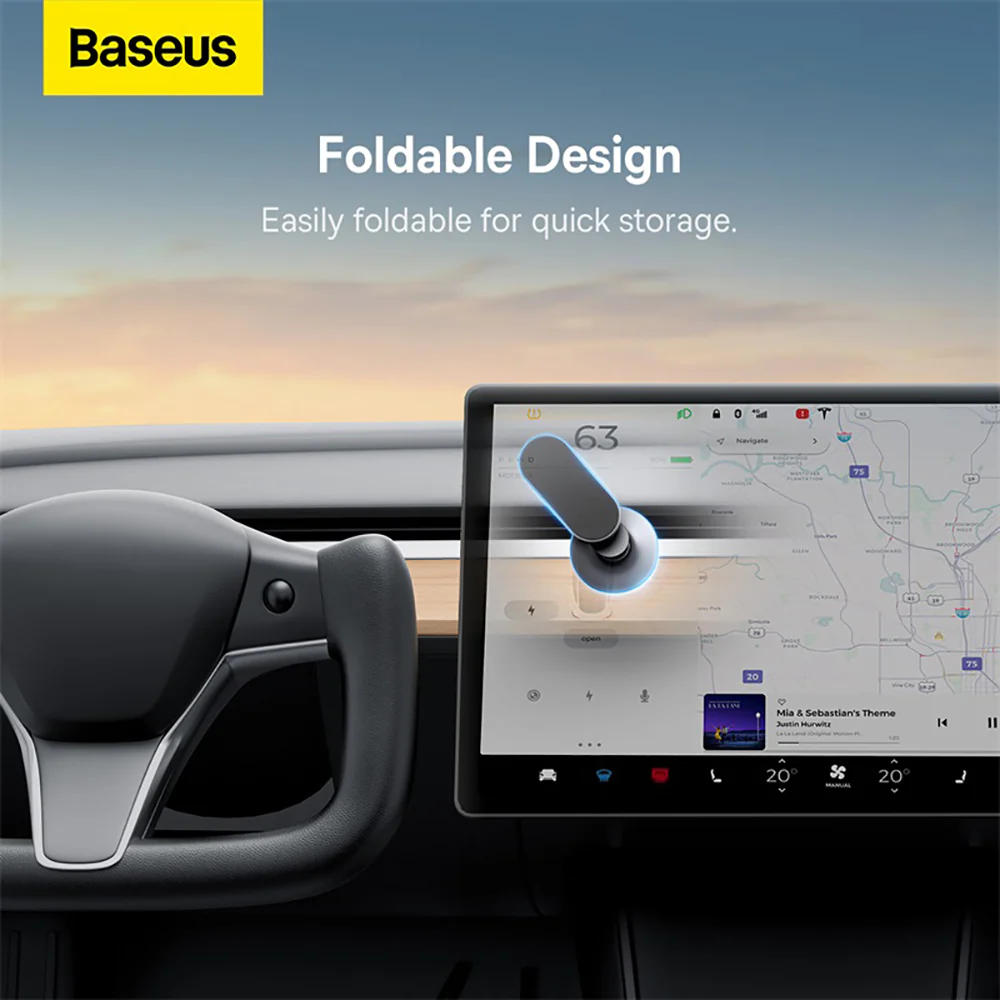 Baseus T Space Metal Folding Car Mount Magnetic Phone Holder - Galactic Silver - Image 6