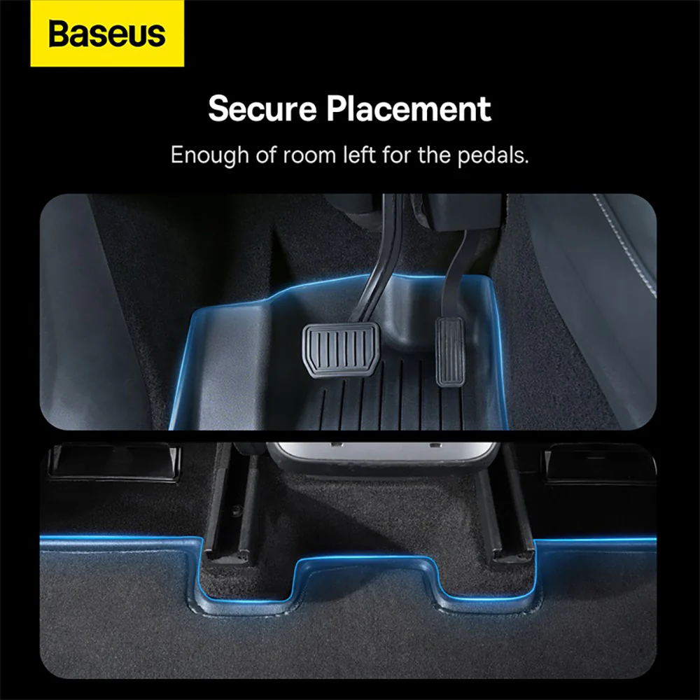 Baseus T-Space Series Car Floor Mats for Tesla Model 3 - 6 Piece Set, Plush Surface, Starry Black - Image 4