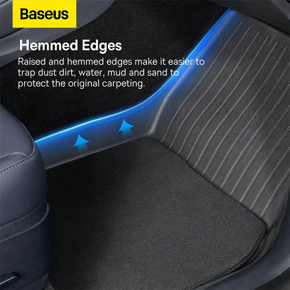 Baseus T-Space Series Car Floor Mats for Tesla Model 3 - 6 Piece Set, Plush Surface, Starry Black - Image 5