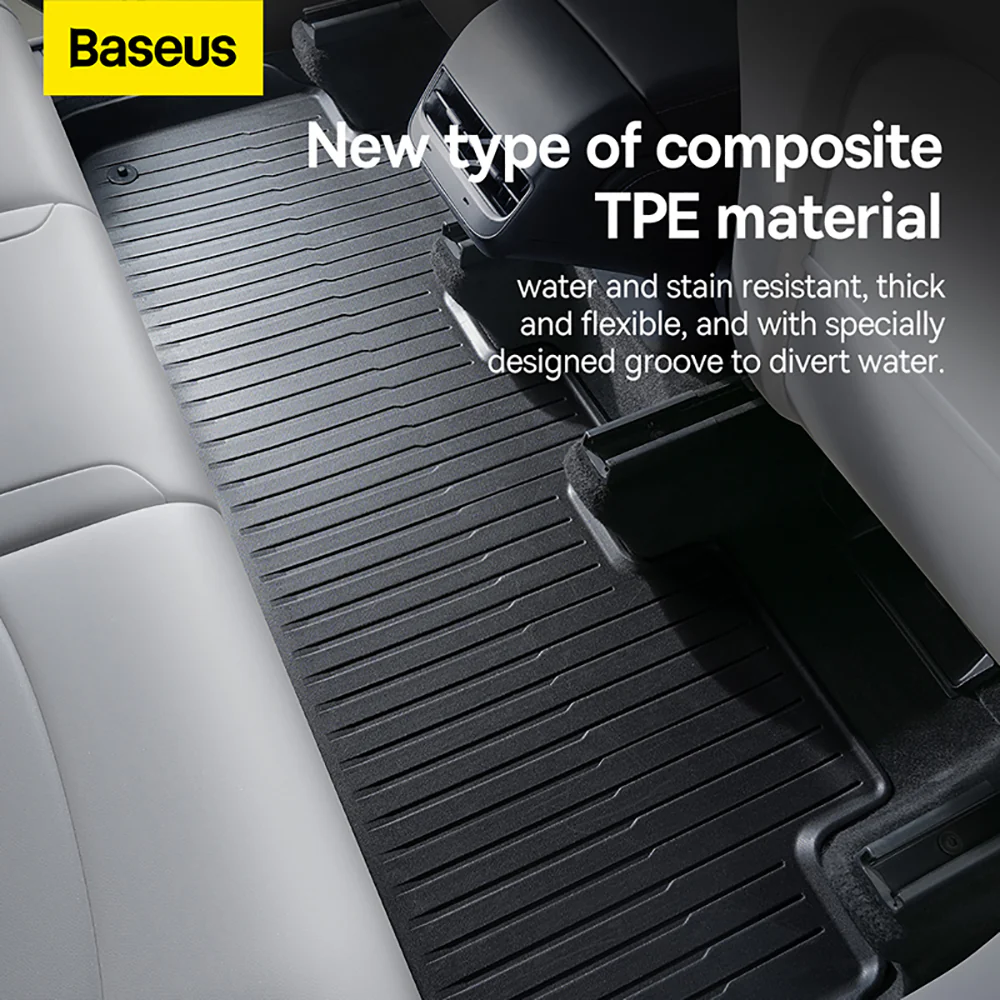 Baseus T-Space Series Floor Mat for Tesla Model 3 - 3 Piece Set, Starry Black - Image 2