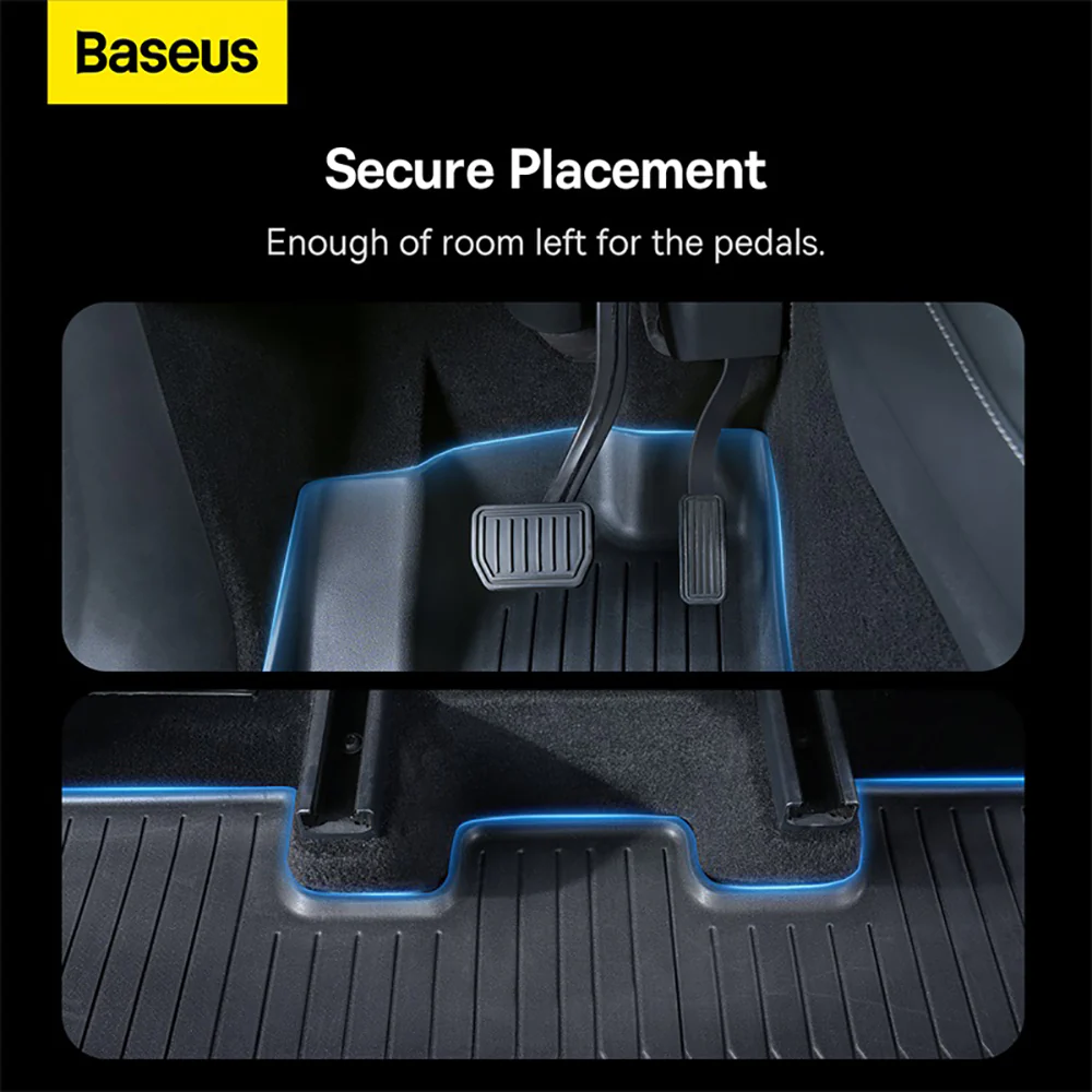 Baseus T-Space Series Floor Mat for Tesla Model 3 - 3 Piece Set, Starry Black - Image 4