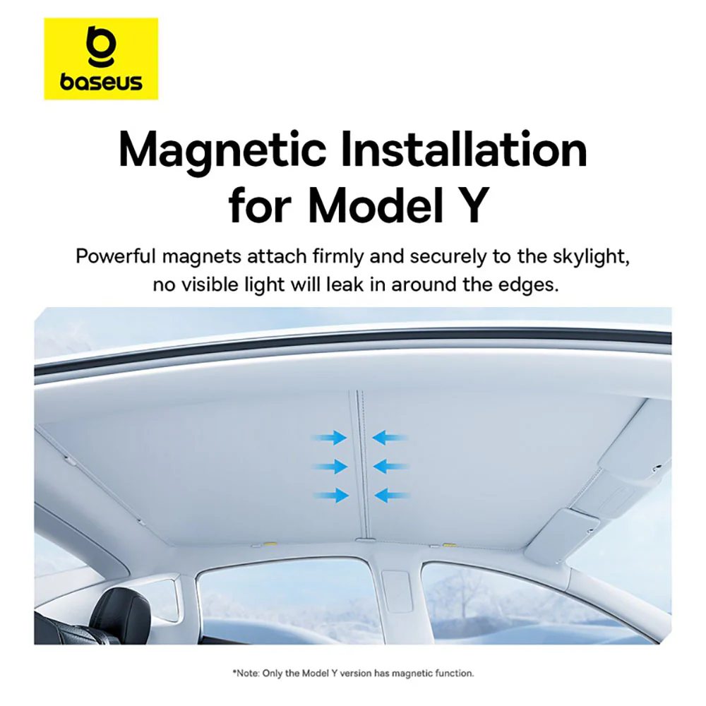 Baseus T-Space Skylight Sunshade for Tesla Model 3 - Double Layer, White - Image 5
