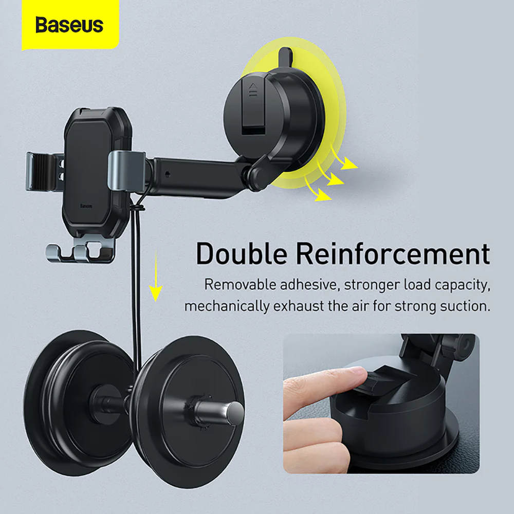 Baseus Tank Gravity Car Mount Holder with Suction Base - Rust Black - Image 3