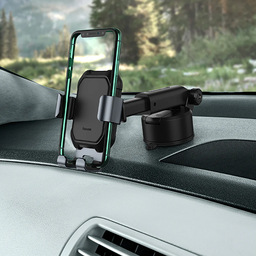 Baseus Tank Gravity Car Mount Holder with Suction Base - Rust Black - Image 5