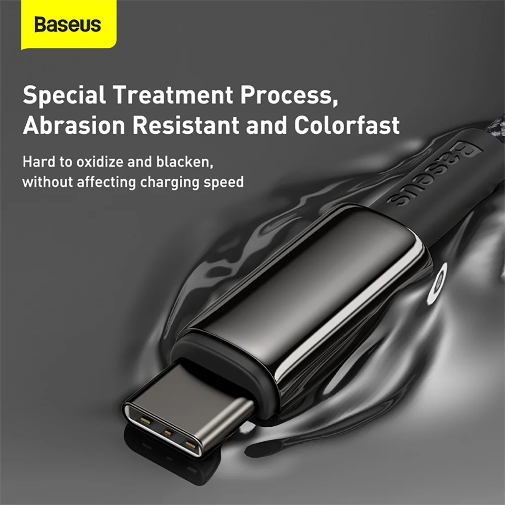 Baseus Tungsten Gold Fast Charging Data Cable Type-C to Type-C 100W 2m Black - Image 4