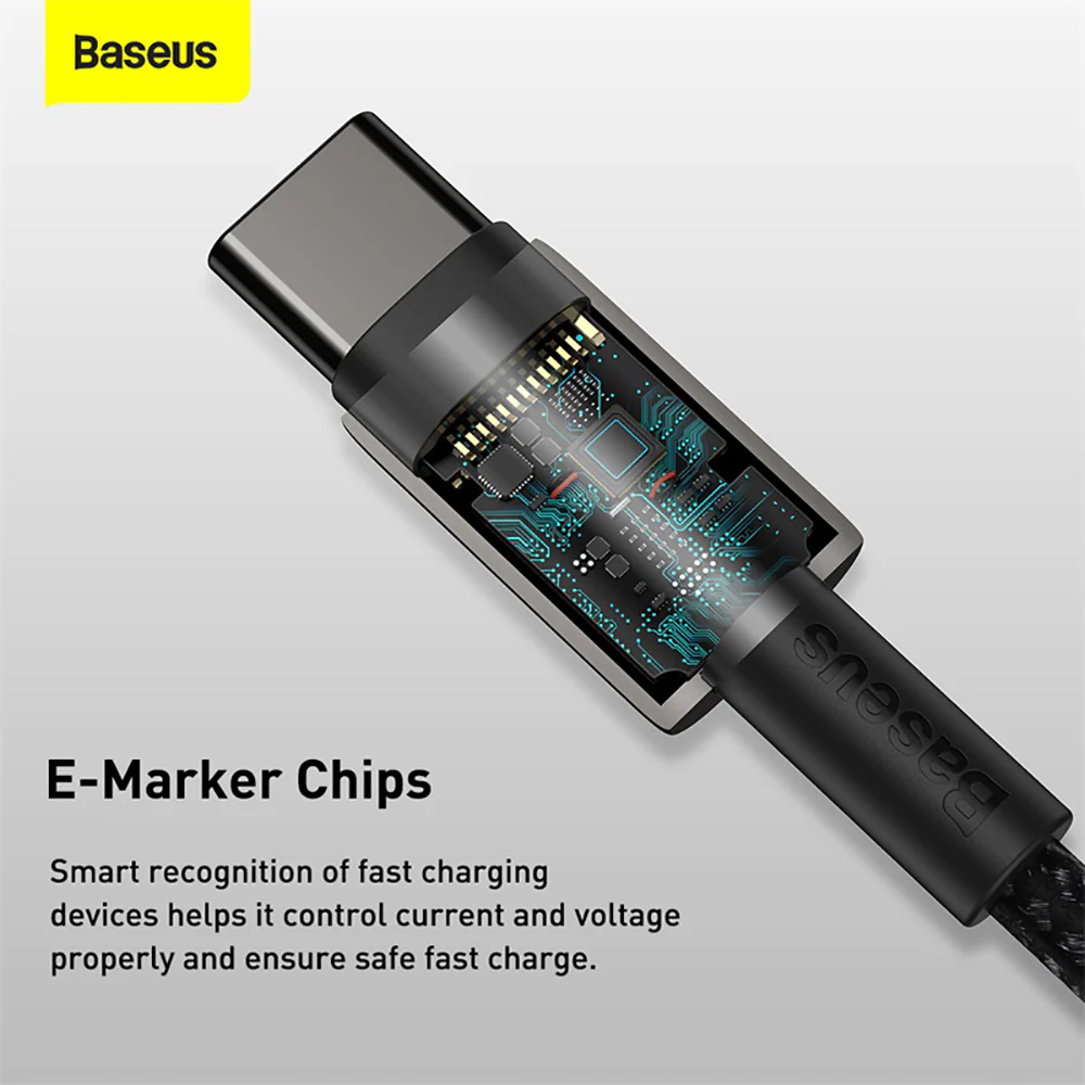 Baseus Tungsten Gold Fast Charging Data Cable Type-C to Type-C 100W 2m Black - Image 5