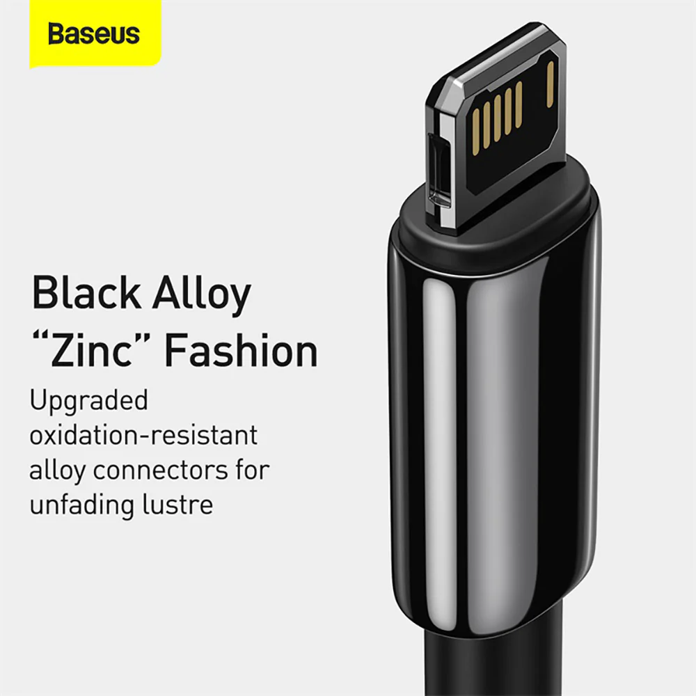 Baseus Tungsten Gold Series Fast Charging Data Cable USB to IP 2.4A 2m Black - Image 2