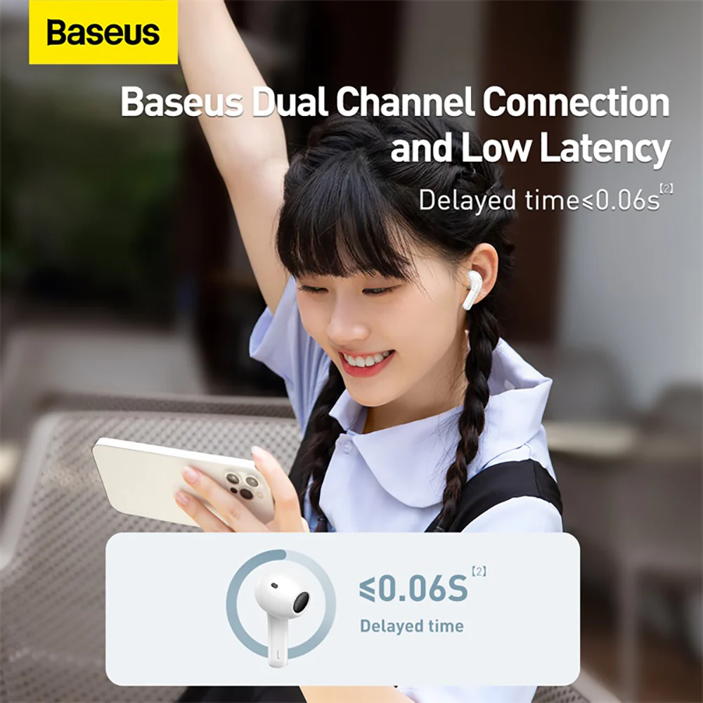 Baseus TWS True Wireless Bluetooth Earphones Bowie Series E3 - White - Image 3