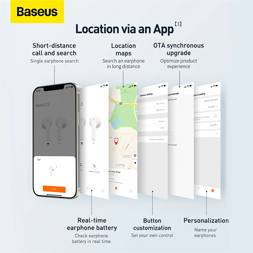 Baseus TWS True Wireless Bluetooth Earphones Bowie Series E3 - White - Image 5