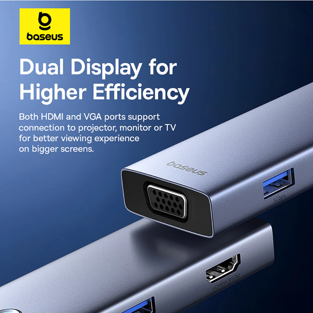 Baseus UltraJoy Series 7-Port HUB Docking Station - Deep Space Gray - Image 4