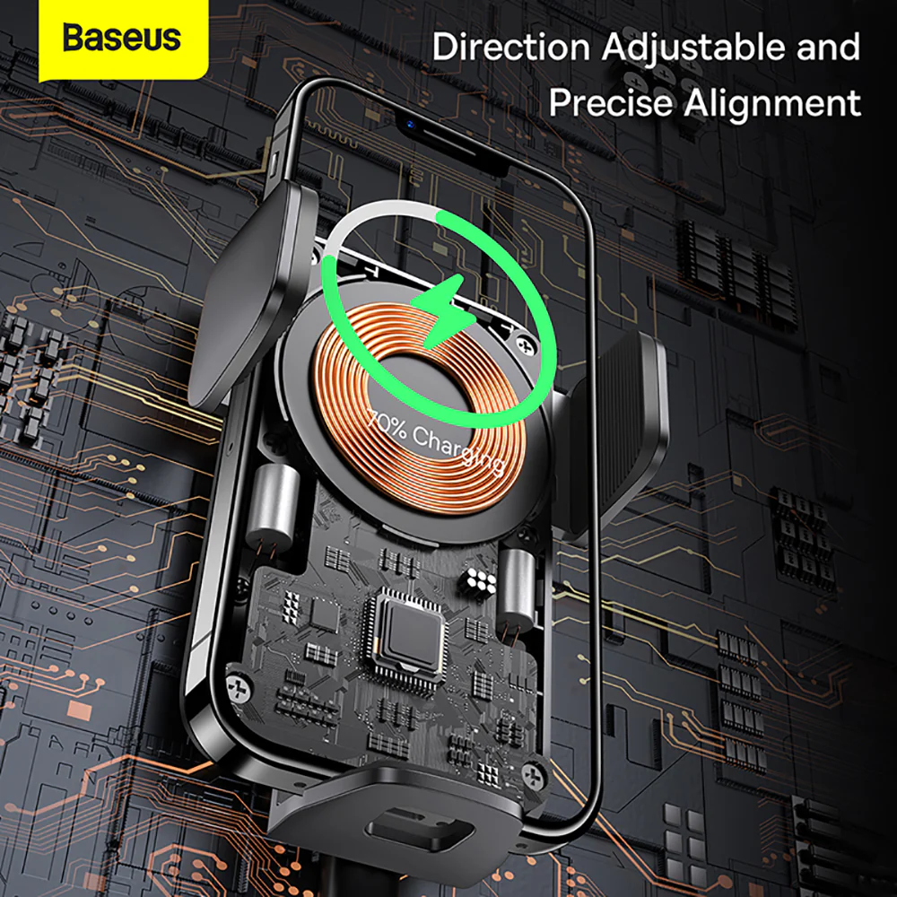Baseus Wisdom Auto Alignment Car Mount Wireless Charger 15W - Black - Image 2
