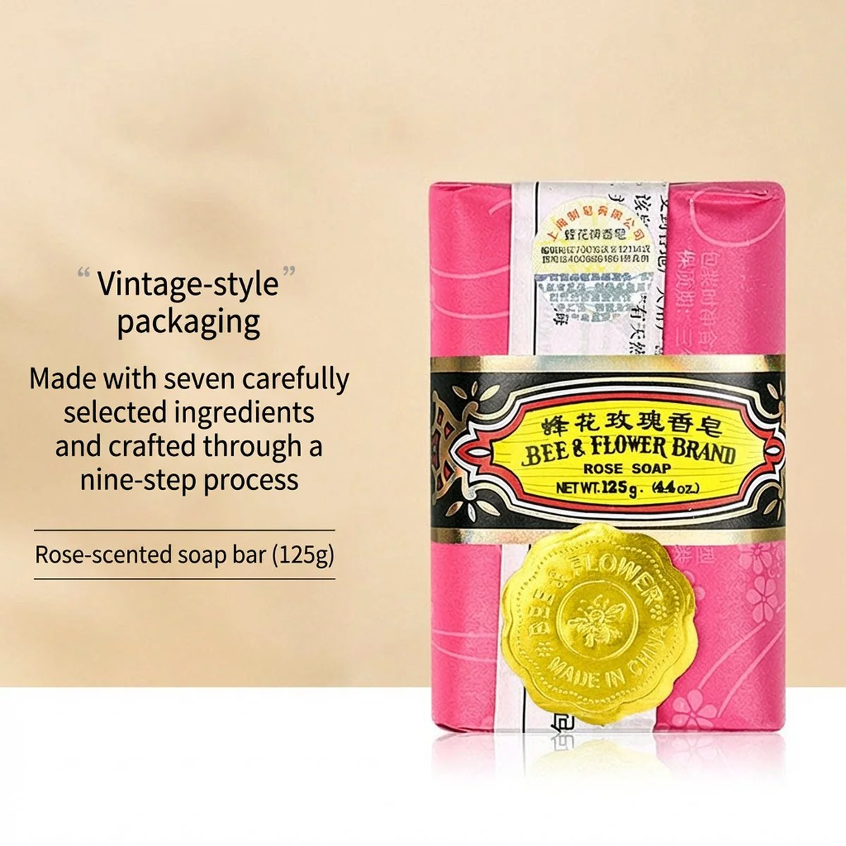 Bee & Flower Rose Soap - 125g x 3 - Image 3