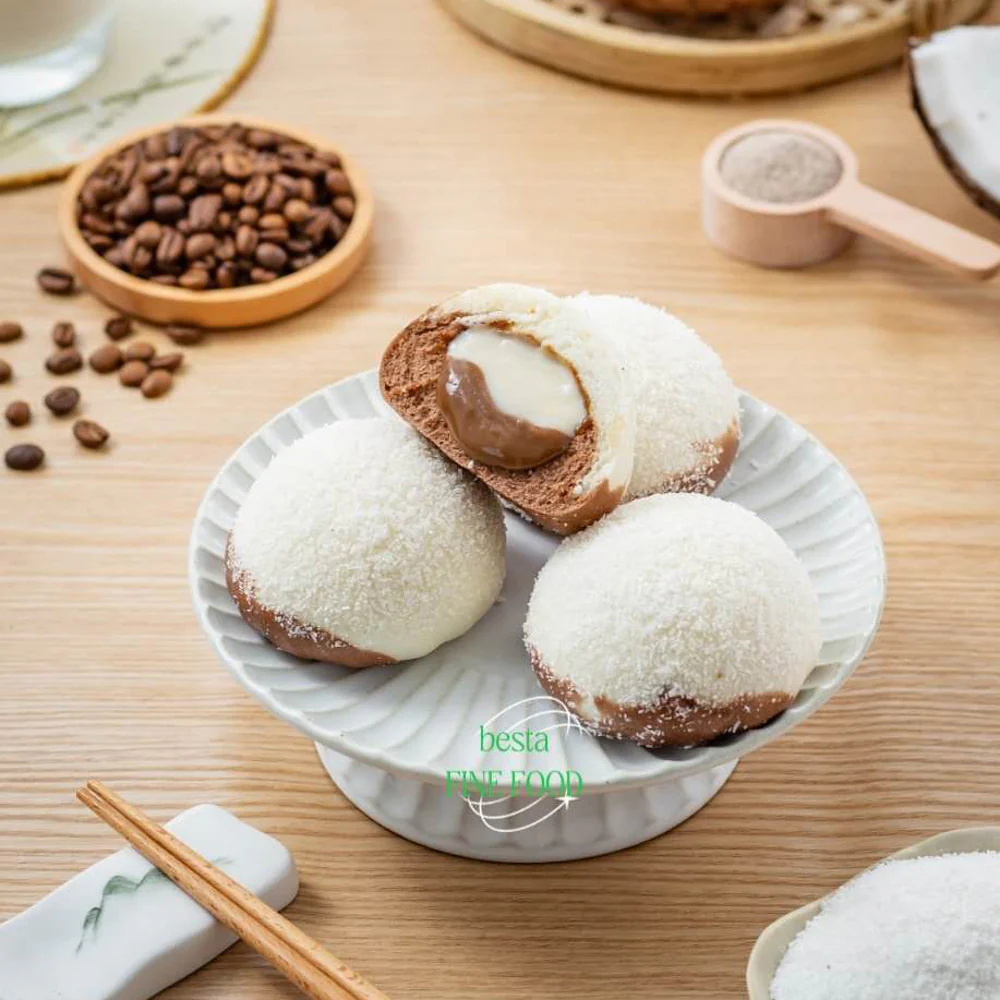 Besta Handmade Coconut Latte Lava Buns 300g (6 Pieces) - Frozen Chinese Steamed Dessert Buns - Image 2