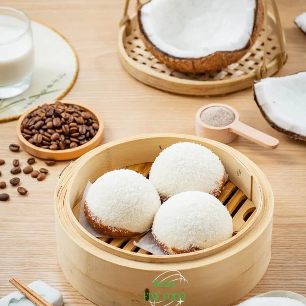 Besta Handmade Coconut Latte Lava Buns 300g (6 Pieces) - Frozen Chinese Steamed Dessert Buns - Image 3