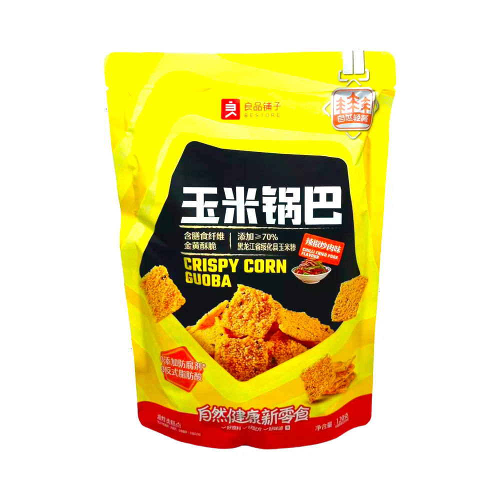 Bestore Crispy Corn Guoba – Chilli Fried Pork Flavour 120g - Crunchy Corn Crackers Snack