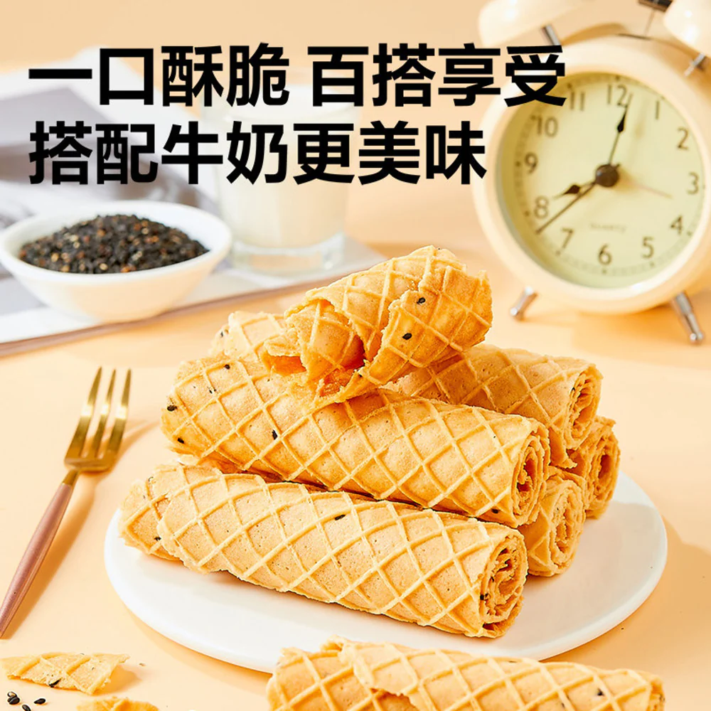 Bestore Golden Sesame Egg Rolls 300g - Crispy Chinese Wafer Rolls with Sesame - Image 2