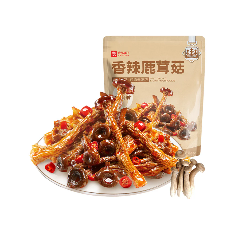Bestore Spicy Velvet Shank Mushrooms 92g – Chinese Spicy Mushroom Jerky Snack